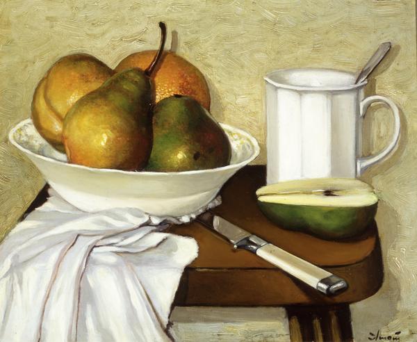 Pears and White Cup — painting by Ashot Amadei Ashot
